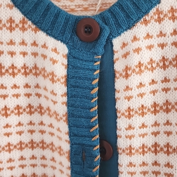 NWT Sundance Fair isle Scandinavian Wool Cardigan Sweater size Large - Picture 3 of 10